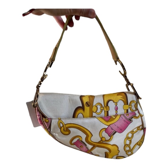 ⚡️SOLD⚡️ ✨RARE✨ Christian Dior Multicolor Silk Print Saddle Bag (Galliano Era) - Picture 12 of 17